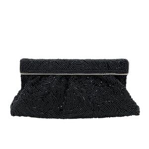 Elegant Black Beaded Clutch